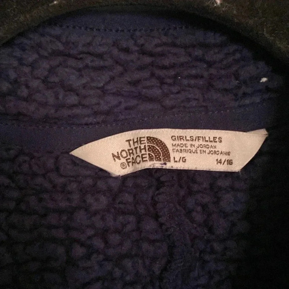The North Face girls navy blue Sherpa zip up jacket - size large 14/16 - Picture 3 of 6